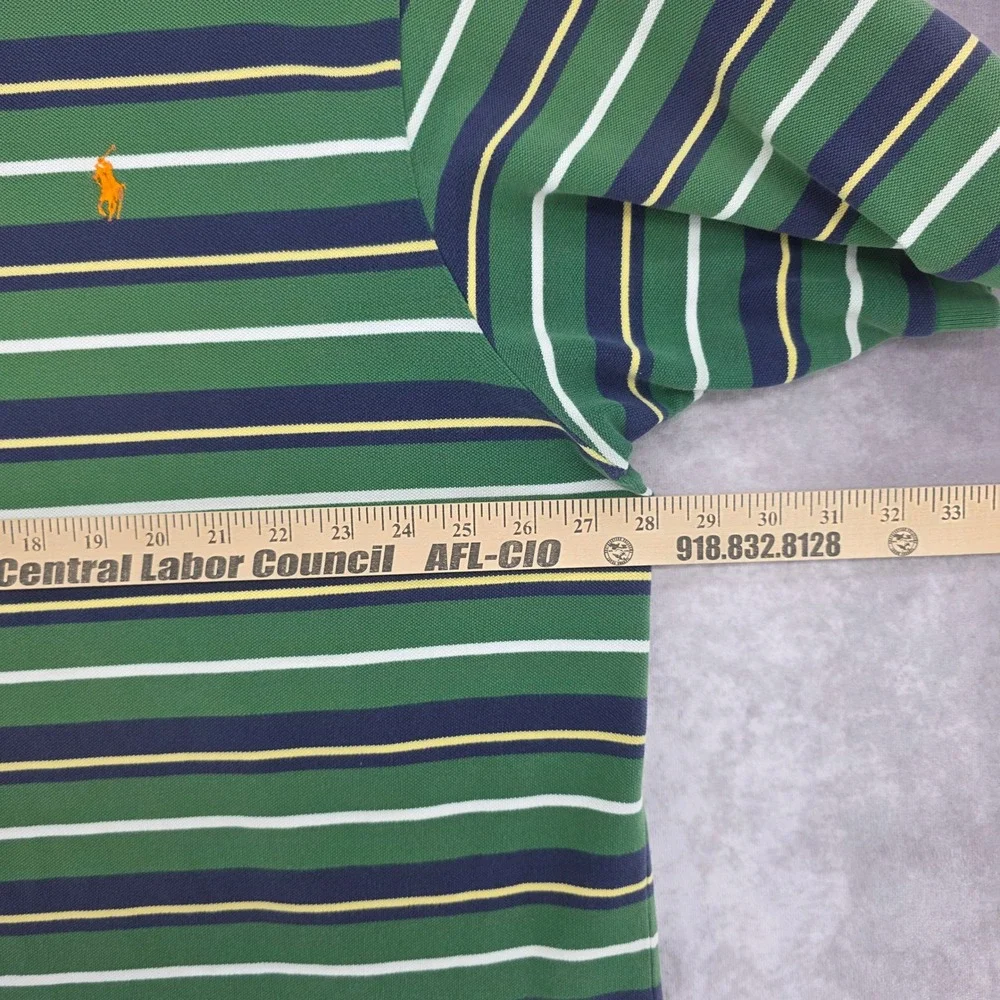 Polo Ralph Lauren Mens 3XLT Tall Striped Polo Shirt Green Pique Short Sleeve